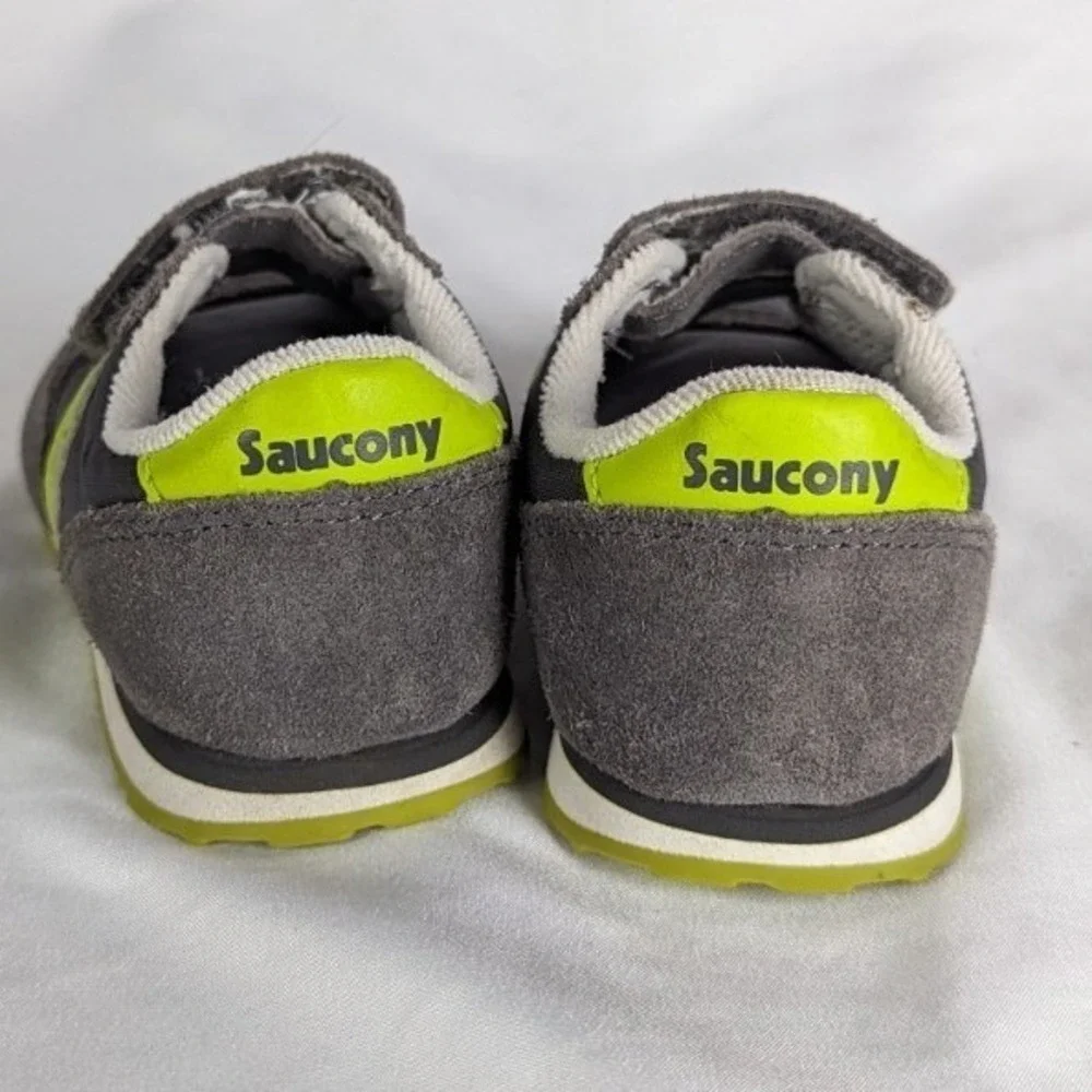 Saucony Baby Sneakers Size 5‎ Grey and Green Hook and Loop